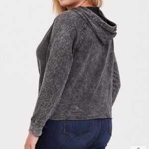 Torrid Black Mineral Wash Midi Hoodie Size 2